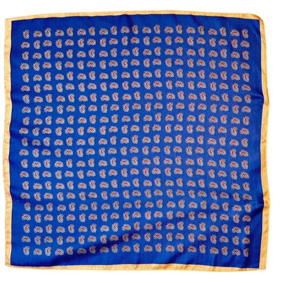 2/$30 NEW Navy Blue Rust Gold Paisley Printed Silky Polyester Fashion Scarf - Picture 6 of 9